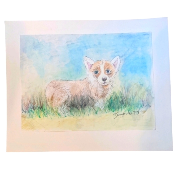 *SOLD*Corgi Dog watercolor ❤️Original Handpainted signed art🎁 - Picture 5 of 5